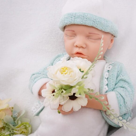18Inch Realistic Full Body Silicone Reborn ivory White Baby Girl Sleeping Dolls - Picture 1 of 7
